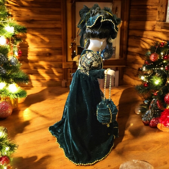 Vtg 05 Christina Verdi Special Edition Collection Porcelain Doll 18" Green Gold - Picture 8 of 14